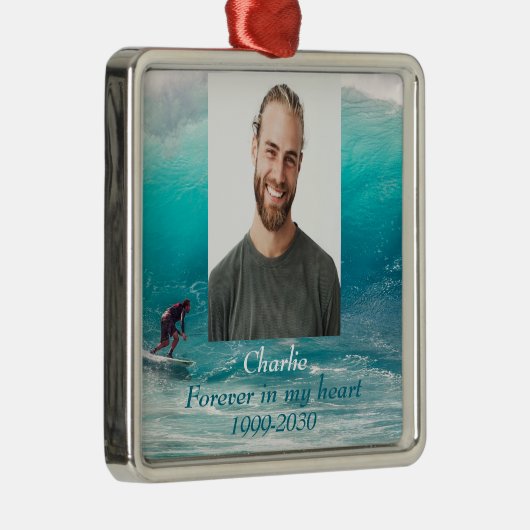 カスタムハートに永遠に残る記念碑 メタルオーナメント (右)