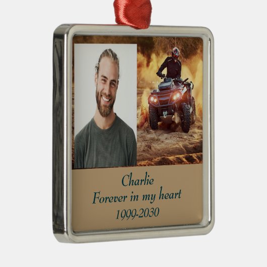 カスタムハートに永遠に残る記念碑 メタルオーナメント (右)