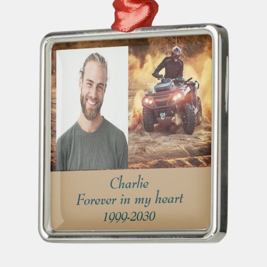 カスタムハートに永遠に残る記念碑 メタルオーナメント (左)