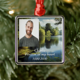 カスタムハートに永遠に残る記念碑 メタルオーナメント