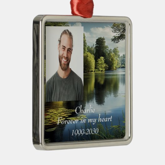 カスタムハートに永遠に残る記念碑 メタルオーナメント (右)