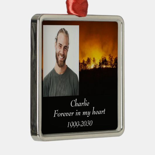 カスタムハートに永遠に残る記念碑 メタルオーナメント (右)