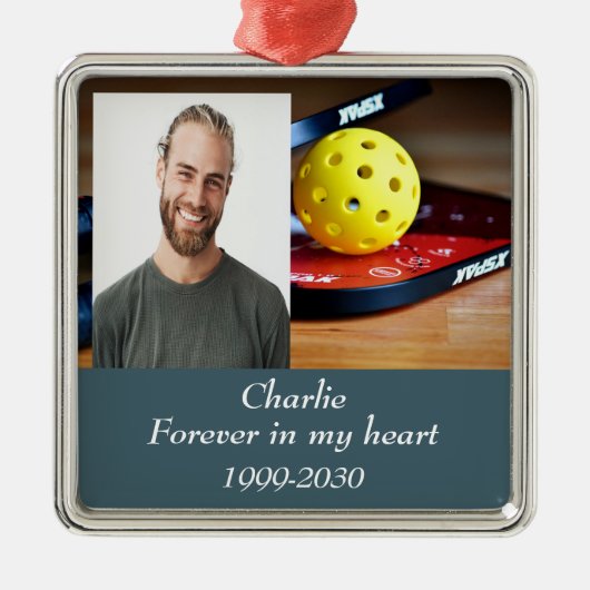 カスタムハートに永遠に残る記念碑 メタルオーナメント (正面)