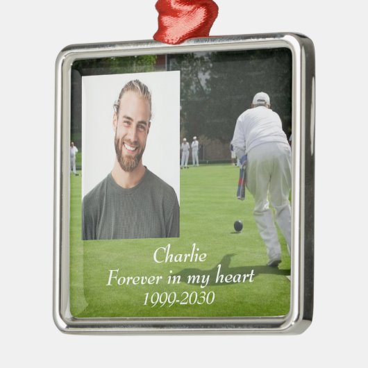 カスタムハートに永遠に残る記念碑 メタルオーナメント (左)