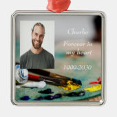 カスタムハートに永遠に残る記念碑 メタルオーナメント (正面)