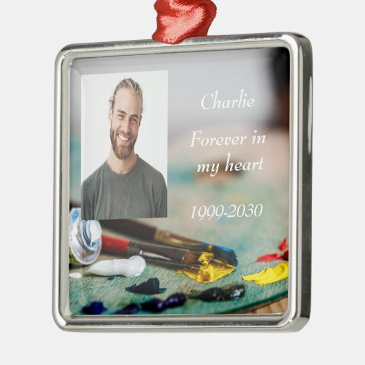 カスタムハートに永遠に残る記念碑 メタルオーナメント (左)