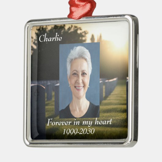 カスタムハートに永遠に残る記念碑 メタルオーナメント (左)