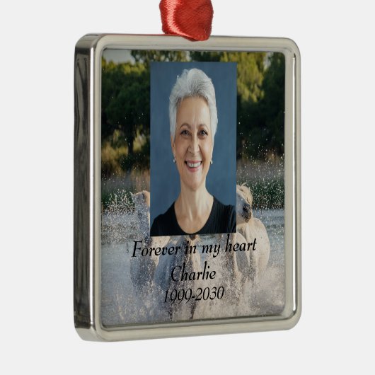 カスタムハートに永遠に残る記念碑 メタルオーナメント (右)