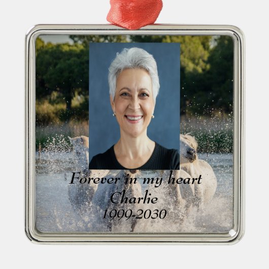 カスタムハートに永遠に残る記念碑 メタルオーナメント (正面)