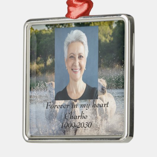 カスタムハートに永遠に残る記念碑 メタルオーナメント (左)
