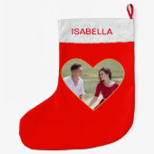 カスタムハートの中の写真クリスマスストッキング ラージクリスマスストッキング (裏面)