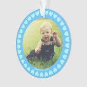 カスタムハートの写真とライトブルー オーナメント (正面)