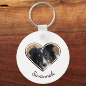 カスタムハートの形をしたペットの写真 キーホルダー (正面)