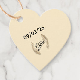 カスタムハートの日付ギフトタグ|ミニマリストウェディング フェイバータグ