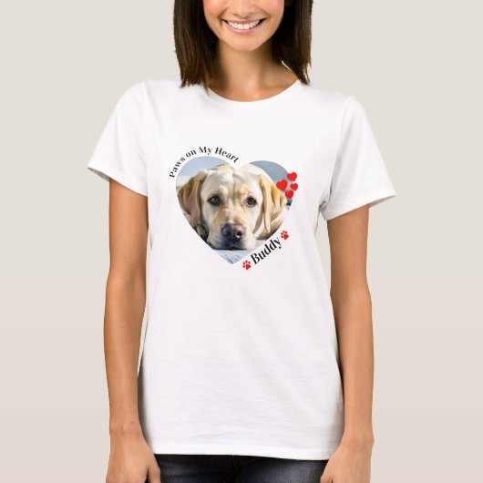 カスタムハートの犬の愛犬の愛犬のペットの写真 Tシャツ (正面)