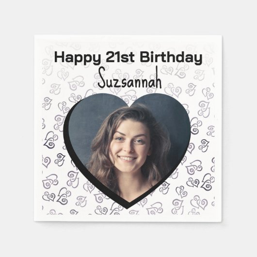 カスタムハートアート誕生日パーティーテンプレート昼寝 スタンダードカクテルナプキン (正面)