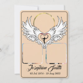 カスタムハートウィング3写真葬儀招待状 シーズンカード