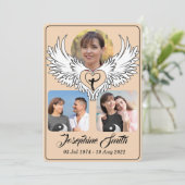 カスタムハートウィング3写真葬儀招待状 シーズンカード (スタンド正面)