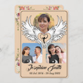 カスタムハートウィング3写真葬儀招待状 シーズンカード (正面/裏面)