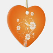 カスタムハートオーナメント白い花 セラミックオーナメント (右)