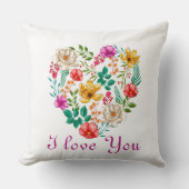 カスタムハートカラフル花母の日 クッション (正面)