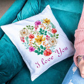 カスタムハートカラフル花母の日 クッション