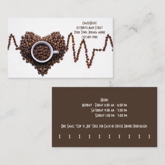 カスタムハートコーヒーショップ&パンチ 名刺 (正面/裏面)