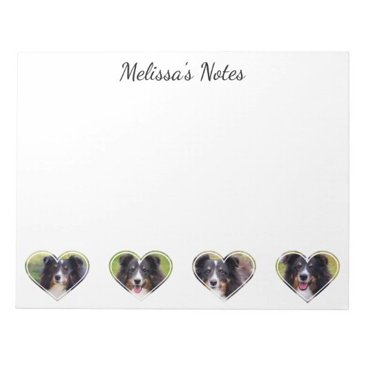 カスタムハートシェイプPet写真とパーソナライズされた文字 ノートパッド (正面)