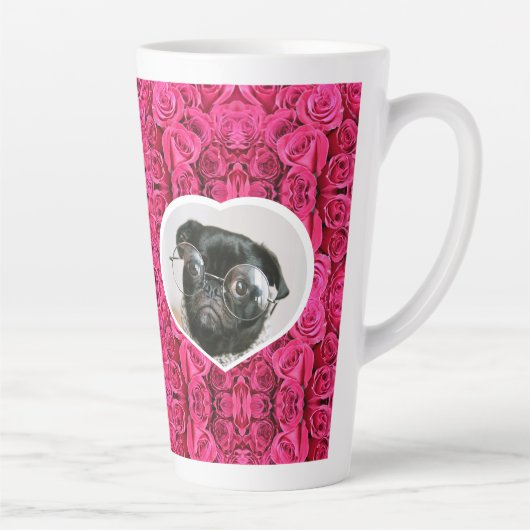 カスタムハートピンクローゼスDIY写真 カフェラテマグ (右)