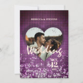 カスタムハートフェイクブルグンディの写真結婚の 招待状 (正面)