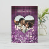 カスタムハートフェイクブルグンディの写真結婚の 招待状 (スタンド正面)