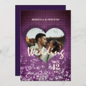 カスタムハートフェイクブルグンディの写真結婚の 招待状 (正面/裏面)