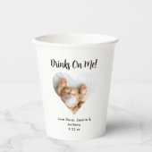 カスタムハートフォトキャッ結婚ト 紙コップ (正面)