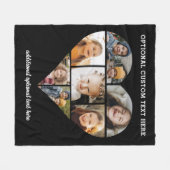 カスタムハートフォトコラージブラックインスタグラム フリースブランケット (正面(横))