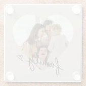 カスタムハートフォトファミリー枕 – ホームデコール ガラスコースター (裏面)