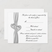 カスタムハートホワイト結婚の応答カード 出欠カード (正面/裏面)