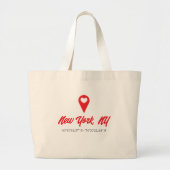 カスタムハートマップマーカー都市名GPS座標 ラージトートバッグ (正面)