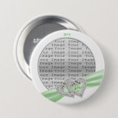 カスタムハートライムリボンボタン 缶バッジ (正面&裏面)