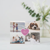 カスタムハートラブファミリーフォトコラージュ ポストカード (スタンド正面)