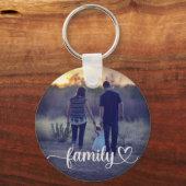カスタムハート付きフォトブラシスクリプトファミリー キーホルダー (正面)