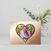 カスタムハート型フレームの実在写真 箔招待状ポストカード (立ち正面)