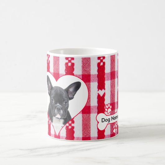 カスタムハート型ブルフランスのドッグコーヒーマグ11oz コーヒーマグカップ (中央)