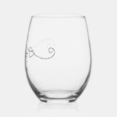 カスタムハート対モノグラムブラック ステムなしワイングラス (左)