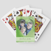 カスタムハート形状写真グリーン水色テンプレート トランプ (裏面)