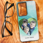 カスタムハート形状写真グリーン水色テンプレート SAMSUNG GALAXYケース