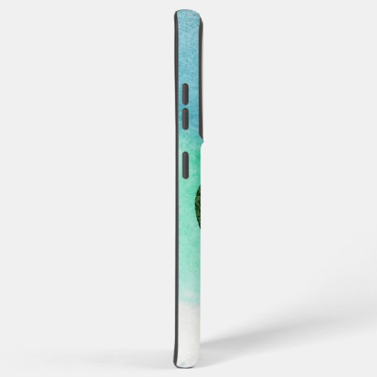 カスタムハート形状写真グリーン水色テンプレート SAMSUNG GALAXYケース (右側面)