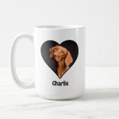 カスタムハート枠の写真と名前パーソナライズされた コーヒーマグカップ (左)
