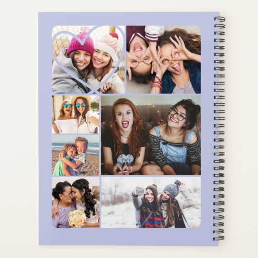 カスタムハート複数フォトコラージュ紫ミニマル色 プランナー手帳 (裏面)