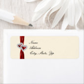 カスタムハート赤いリボン住所 シール (インサイチュ)