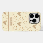 カスタムハートLight Brown iPhone 14, 15タフケース Case-Mate iPhoneケース (裏面 (横))